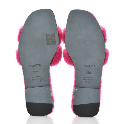 Hermes Woolskin Oran Sandals 35.5 Rose Fuchsia 5 of 10