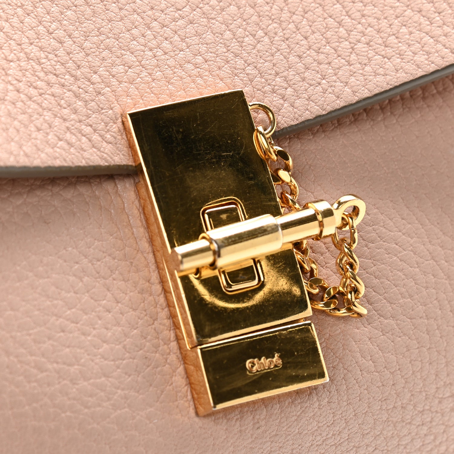 Chloe Grained Lambskin Drew Shoulder Bag Cement Pink 10 of 13