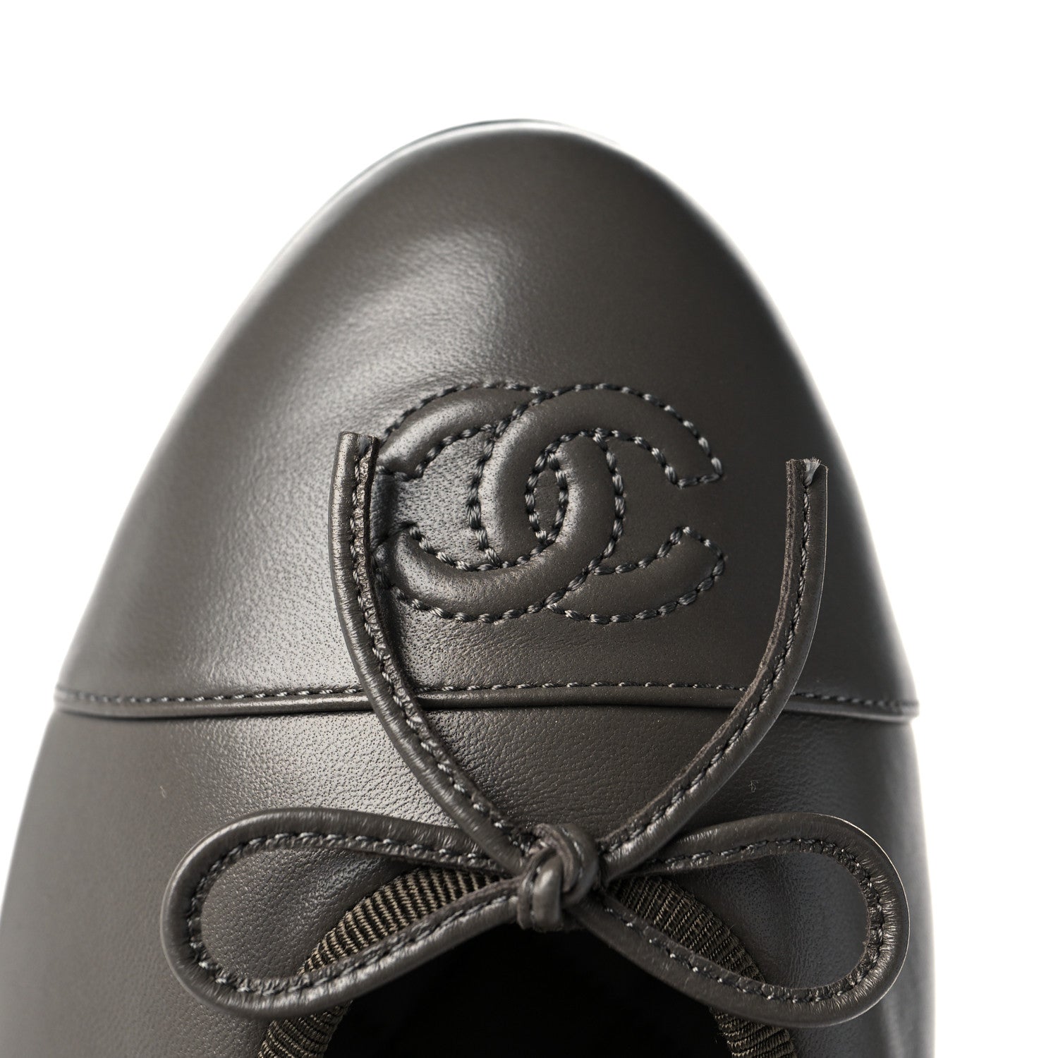 Chanel Lambskin Cap Toe CC Ballerina Flats 40 Dark Grey 8 of 9
