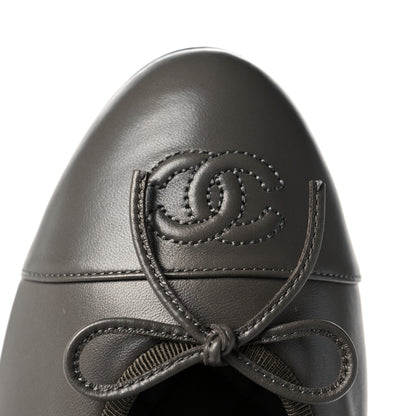Chanel Lambskin Cap Toe CC Ballerina Flats 40 Dark Grey 8 of 9