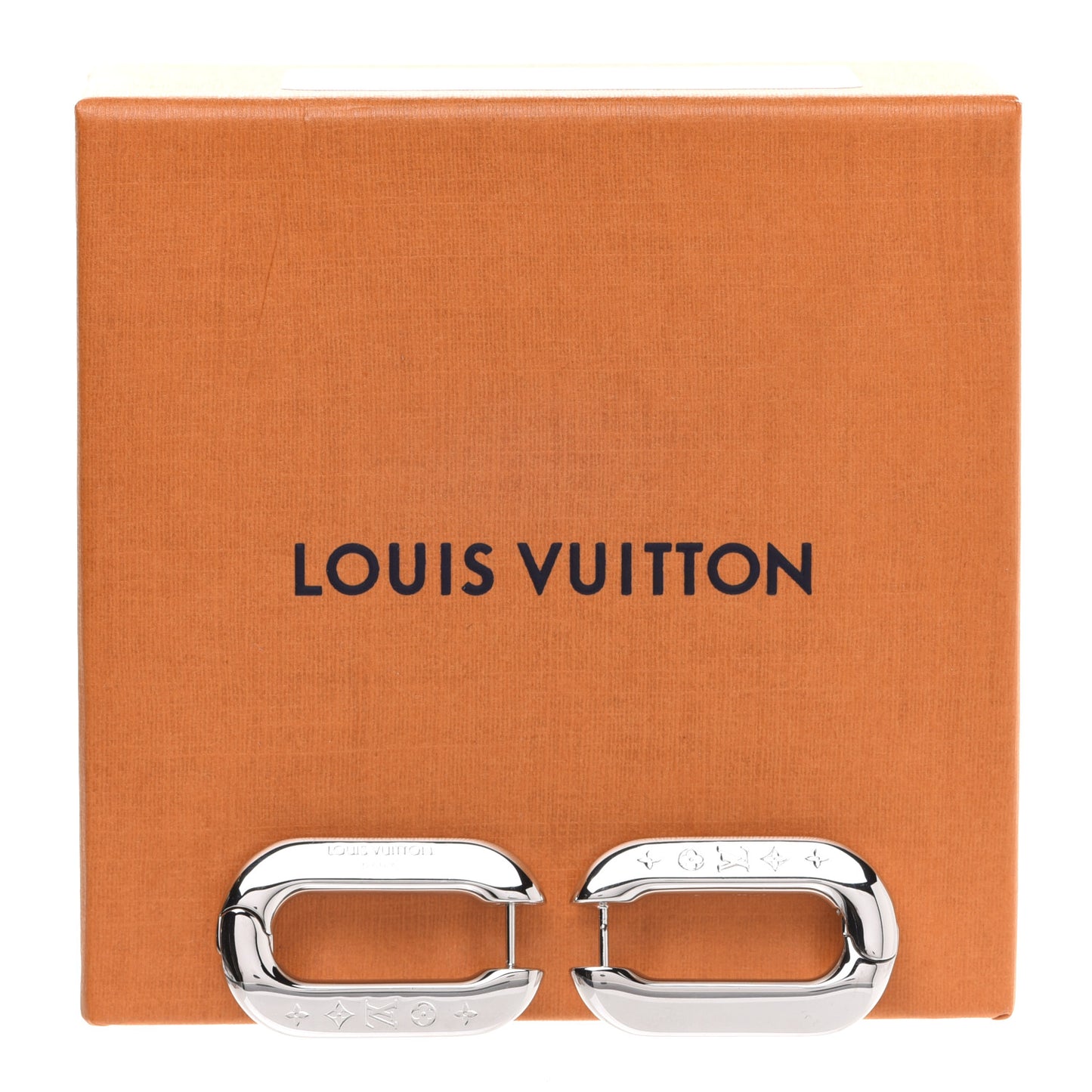 LV Edge Simple Hoop Earrings PM Silver