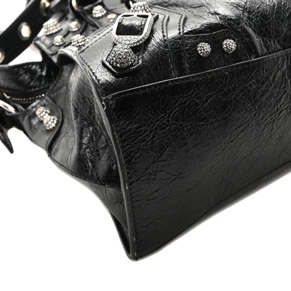 Balenciaga Agneau Arena Crystal Neo Cagole Handbag XS Black 9 of 10