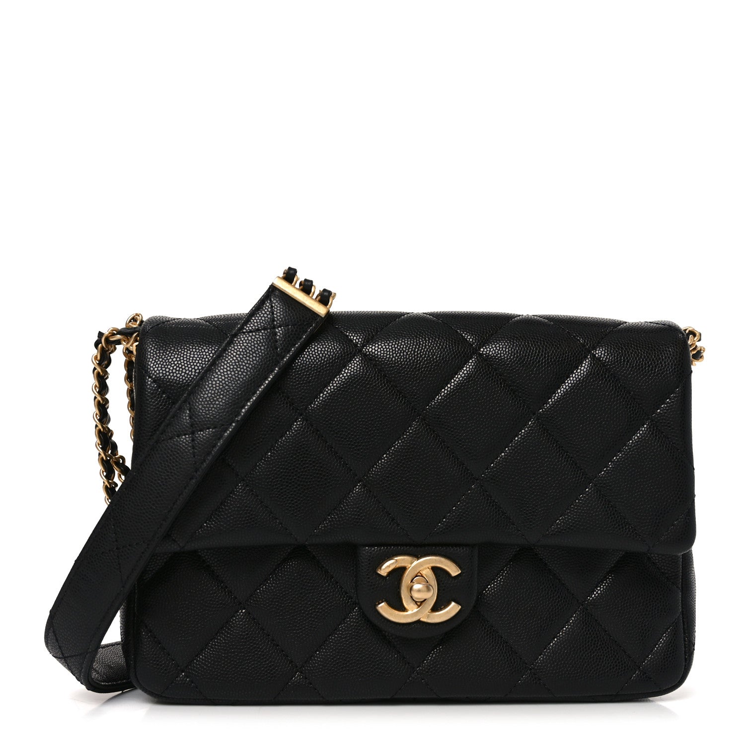 Chanel Caviar Quilted Chain Messenger Flap Bag Black 1 of 11