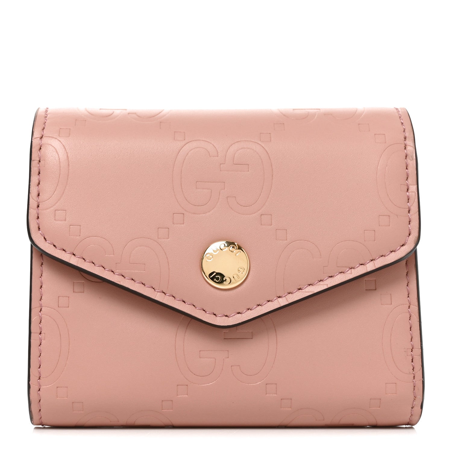 Gucci Gilbert Calfskin Jumbo GG Embossed Tri-Fold Wallet 1 of 8
