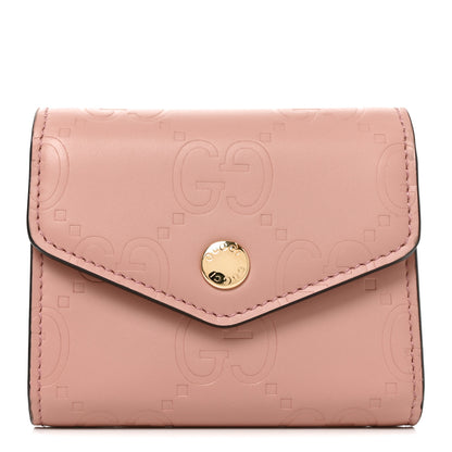 Gucci Gilbert Calfskin Jumbo GG Embossed Tri-Fold Wallet 1 of 8