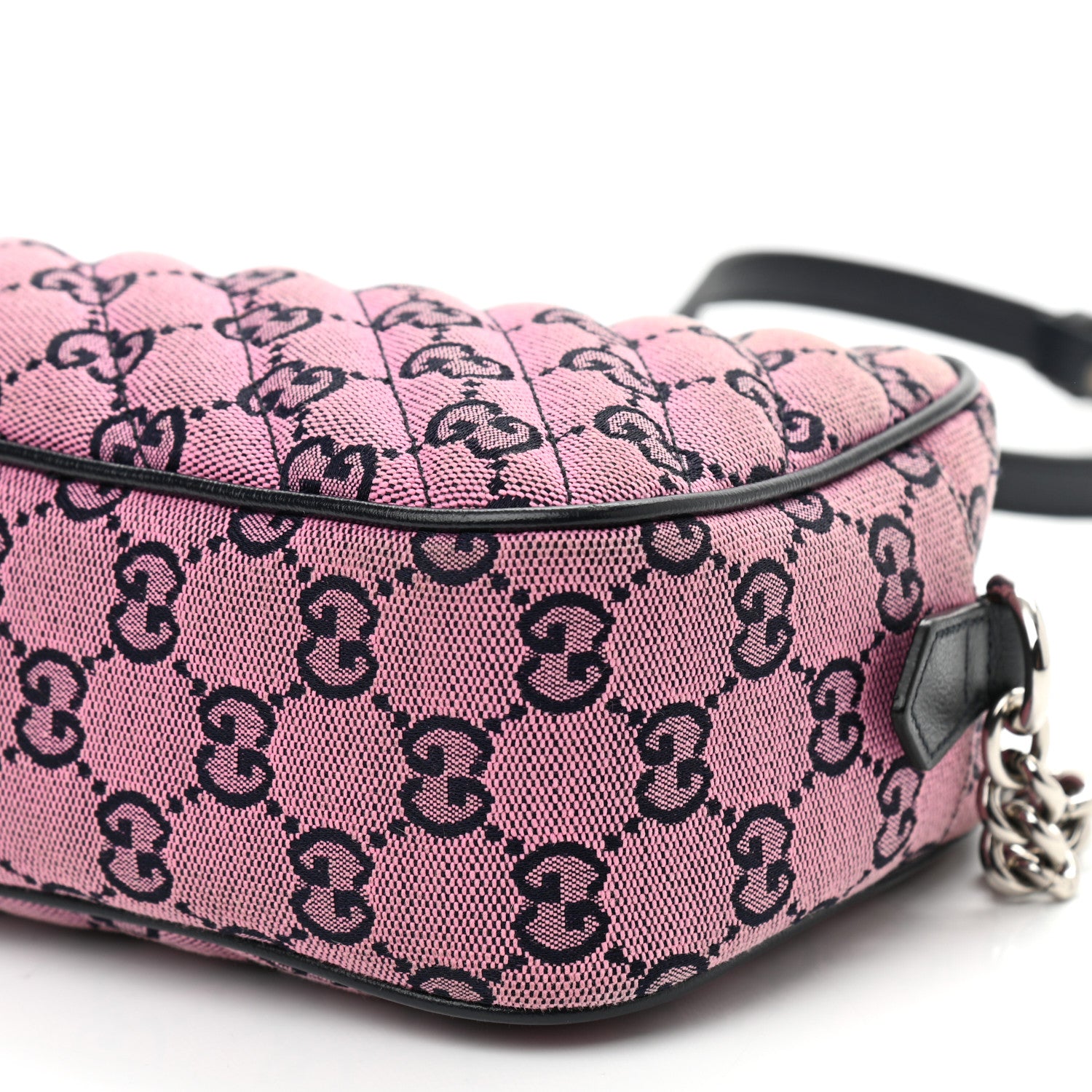 Gucci Monogram Multicolor Matelasse Diagonal Small GG Marmont Chain Shoulder Bag Pink Blue 10 of 11