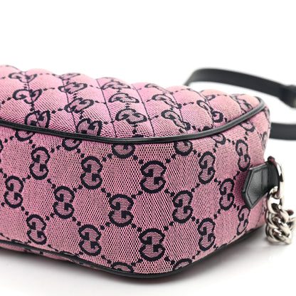 Gucci Monogram Multicolor Matelasse Diagonal Small GG Marmont Chain Shoulder Bag Pink Blue 10 of 11