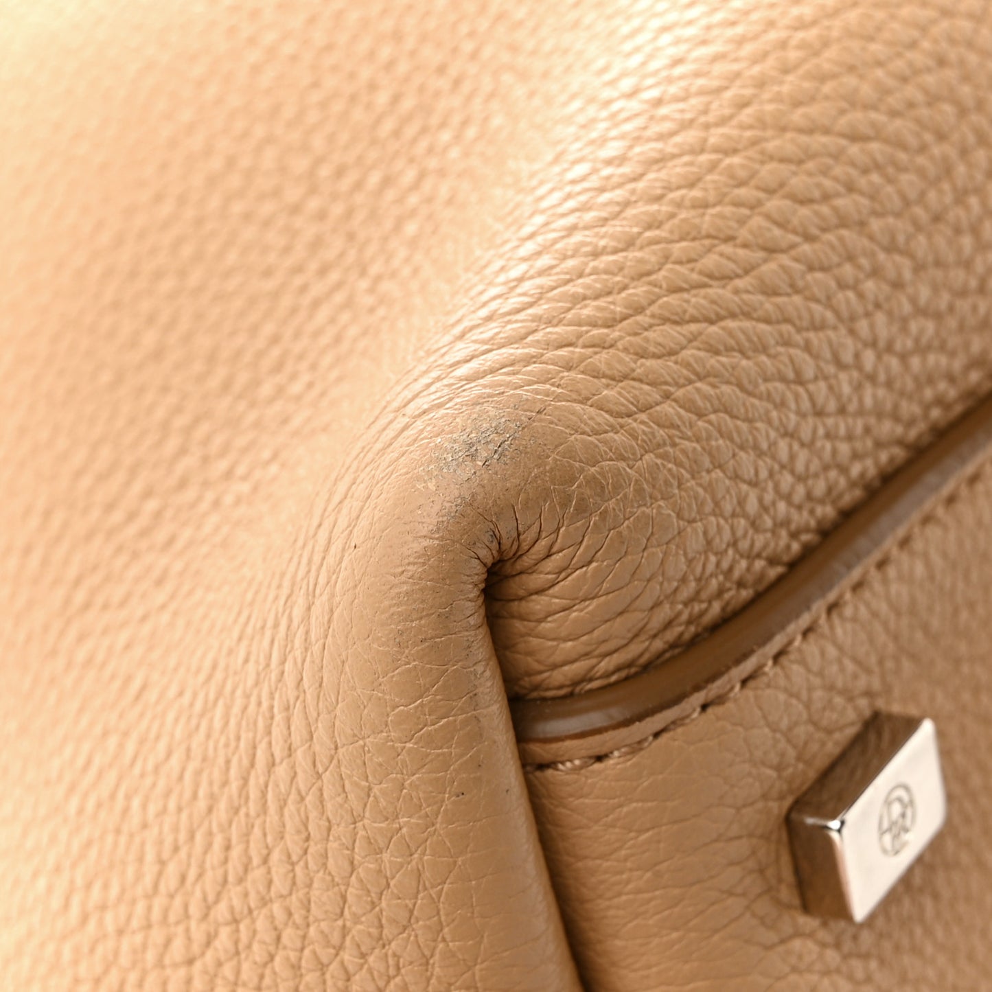 Grained Calfskin Top Handle 14 Bag Tan