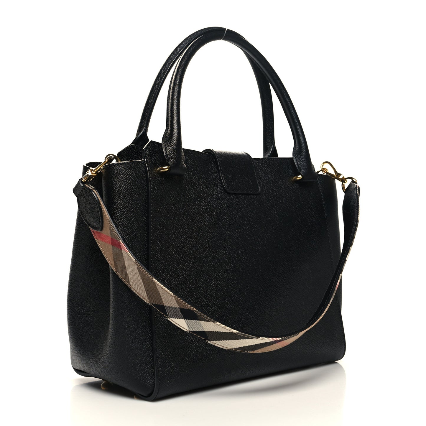 Soft Grain Calfskin Medium Buckle Tote Black
