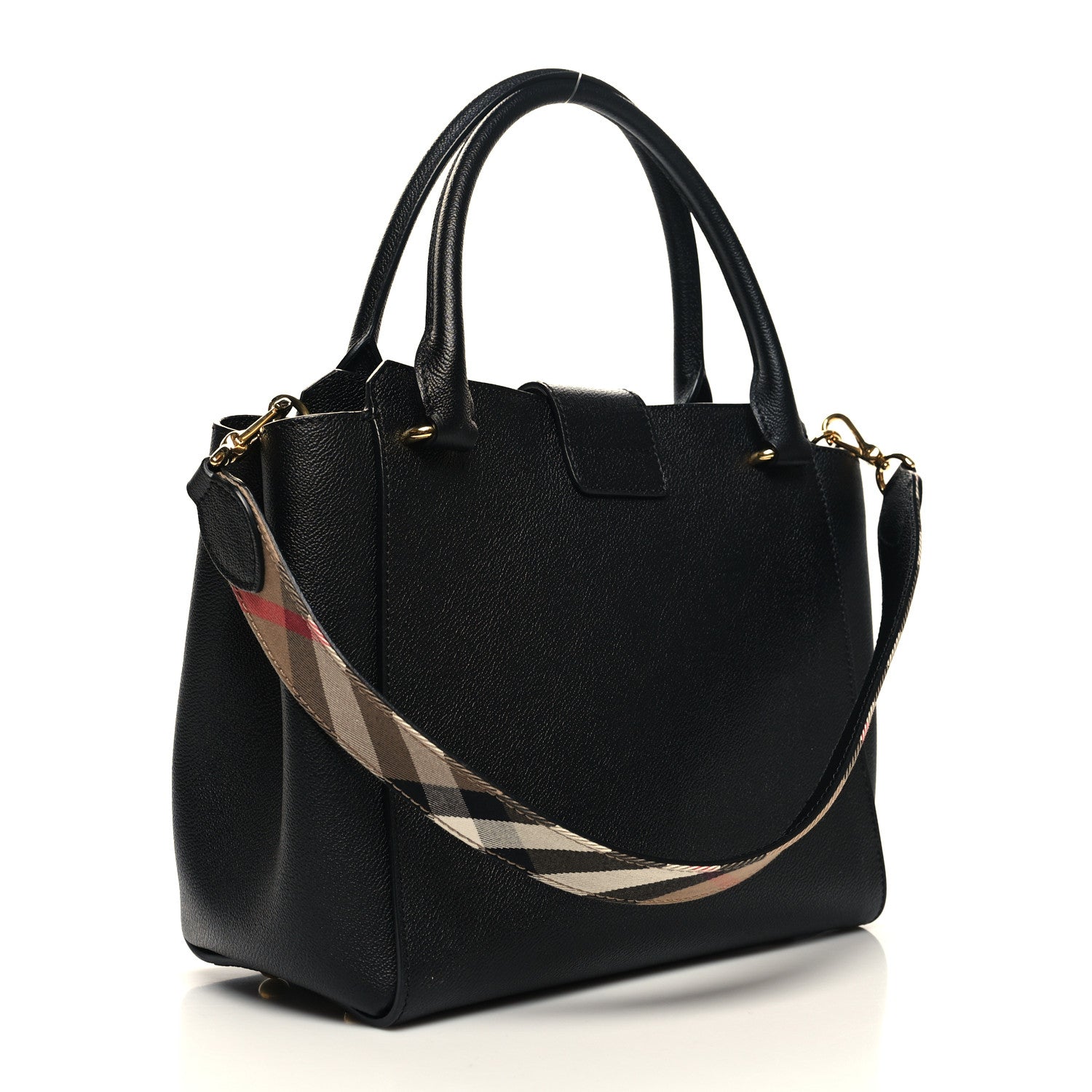 Burberry Soft Grain Calfskin Medium Buckle Tote Black 3 of 9
