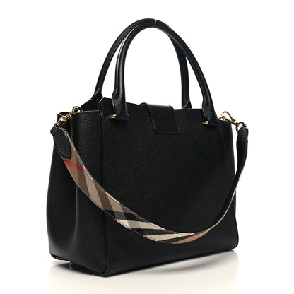 Burberry Soft Grain Calfskin Medium Buckle Tote Black 3 of 9