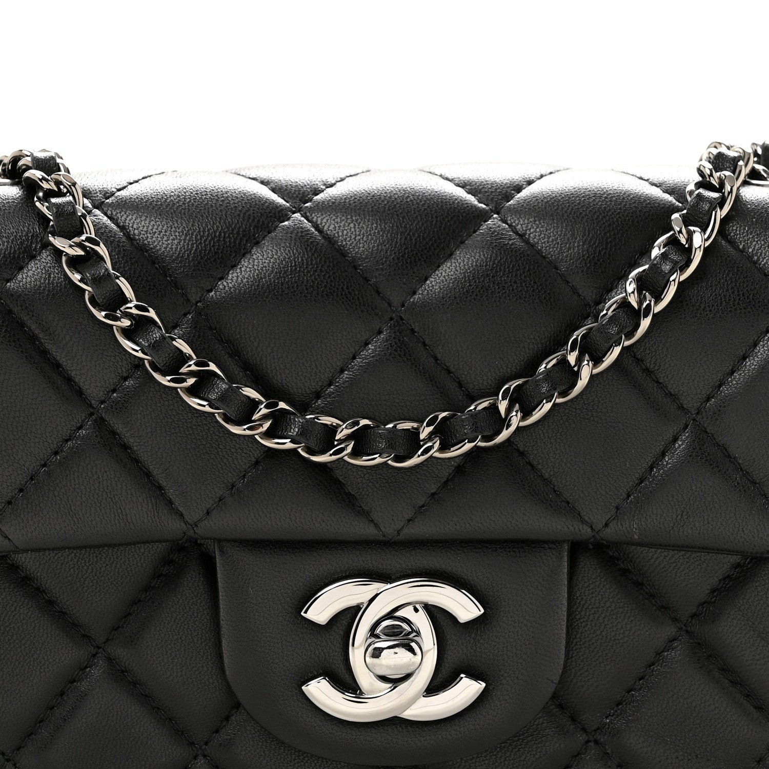 Chanel Lambskin Quilted Extra Mini Rectangular Flap Black 8 of 14