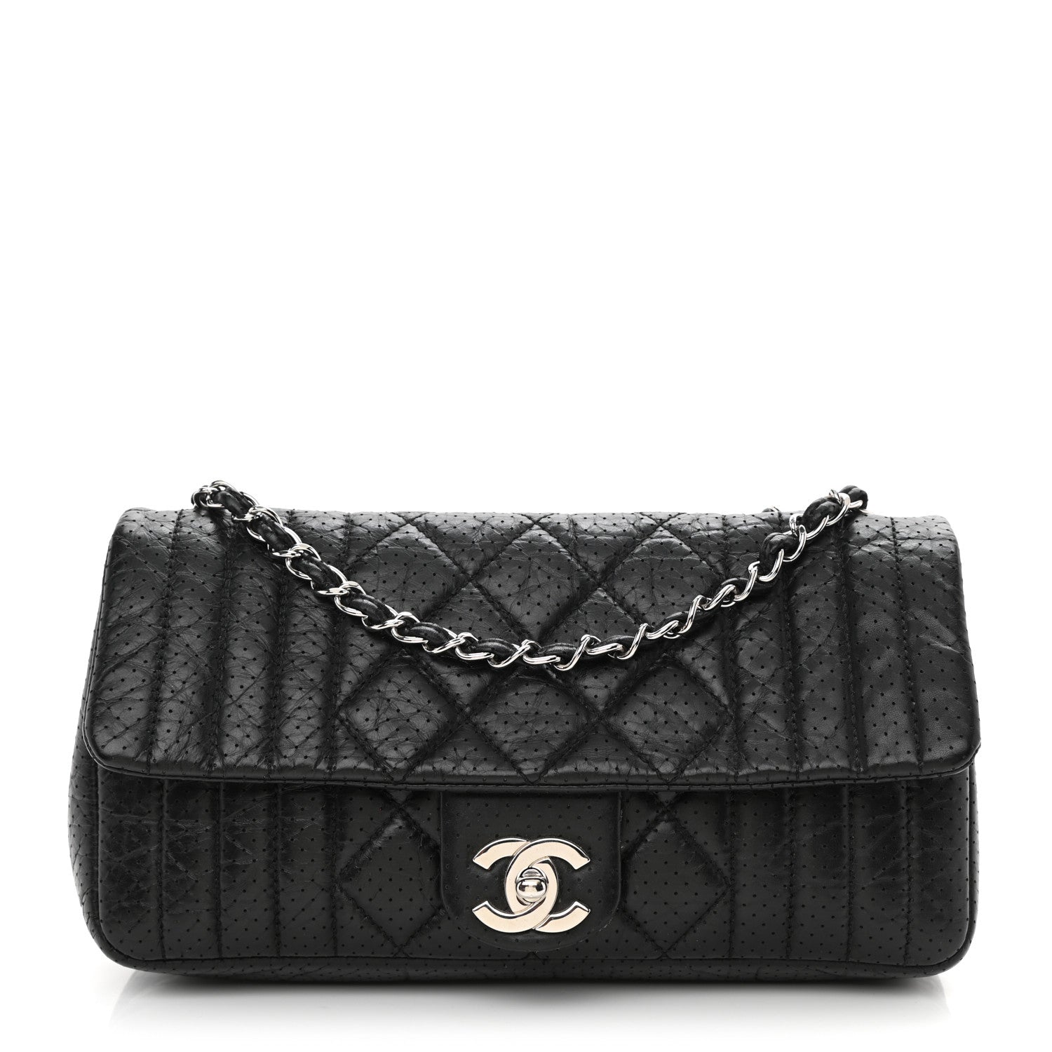 Chanel Aged Calfskin Perforated Flap Black 1 of 7