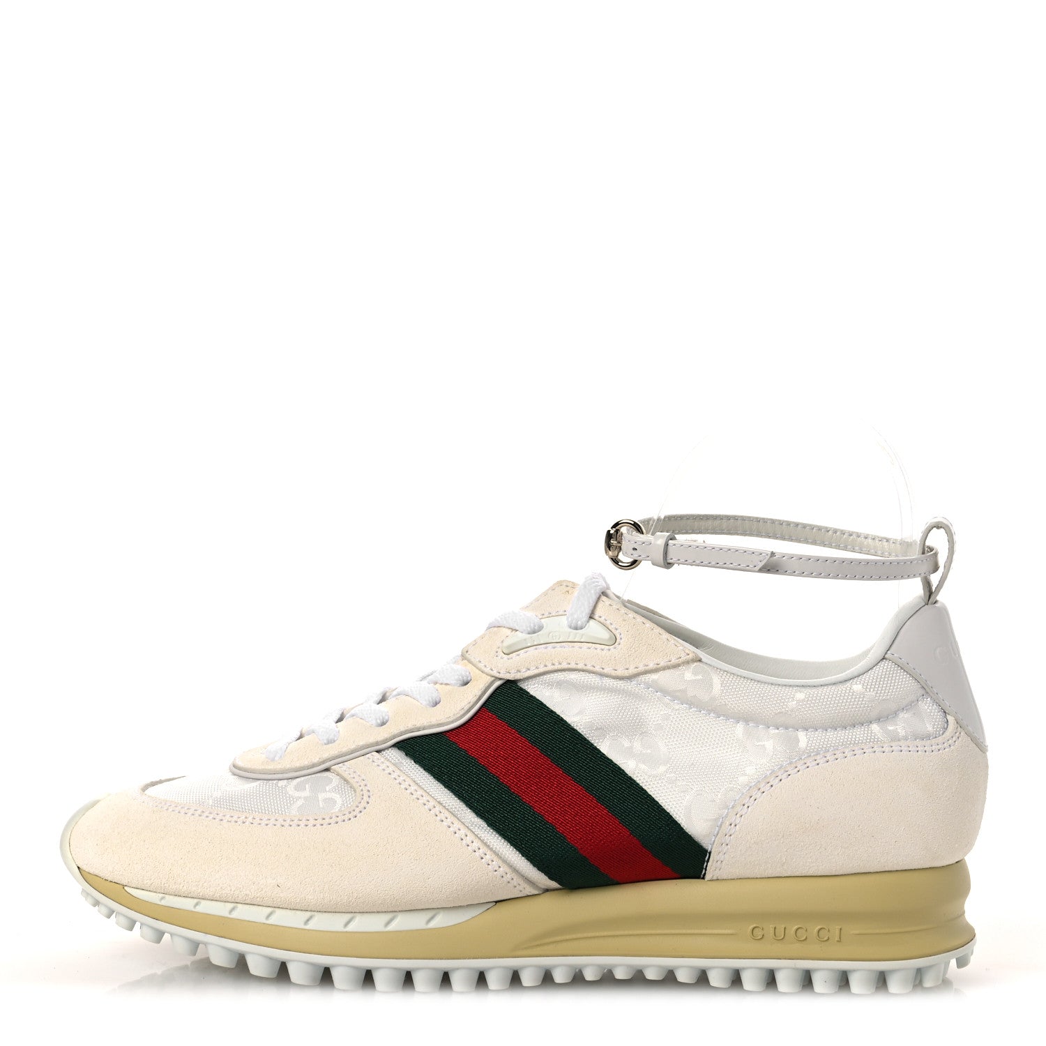 Gucci GG Suede Monogram Web Re-Motion Sneakers 37 White 1 of 12