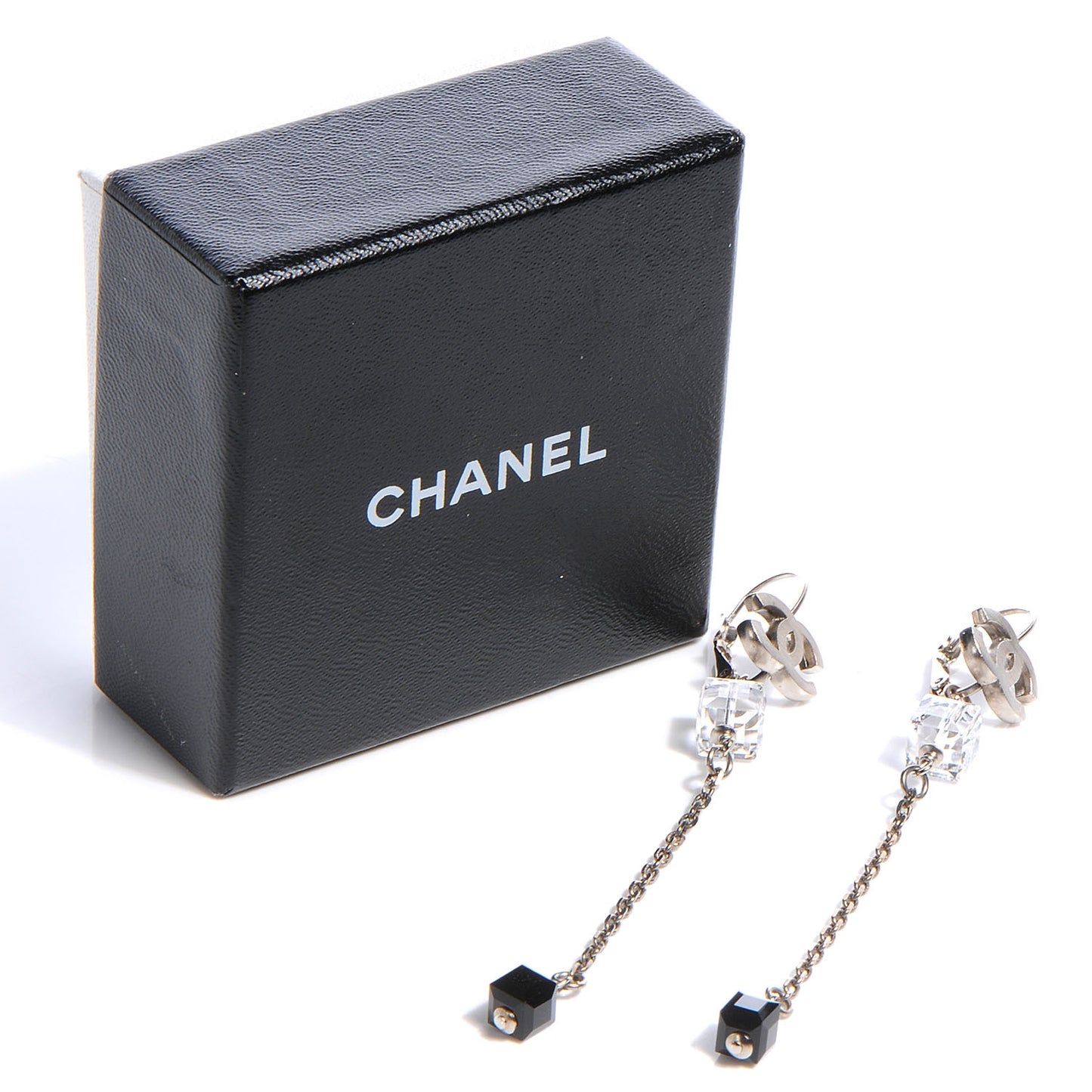 CC Crystal Dangle Earrings Black