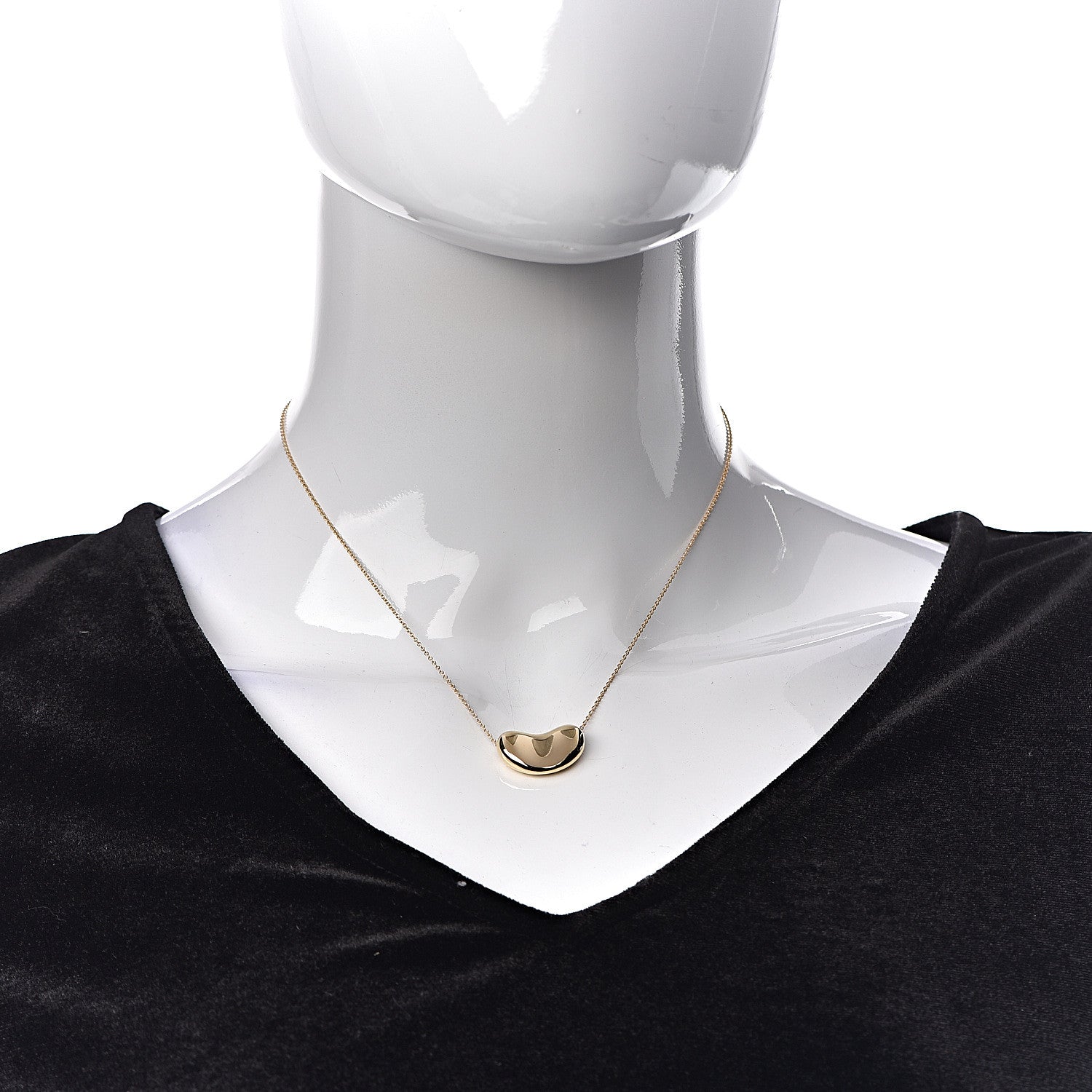 Tiffany 18K Yellow Gold 20mm Elsa Peretti Bean Pendant Necklace 2 of 6
