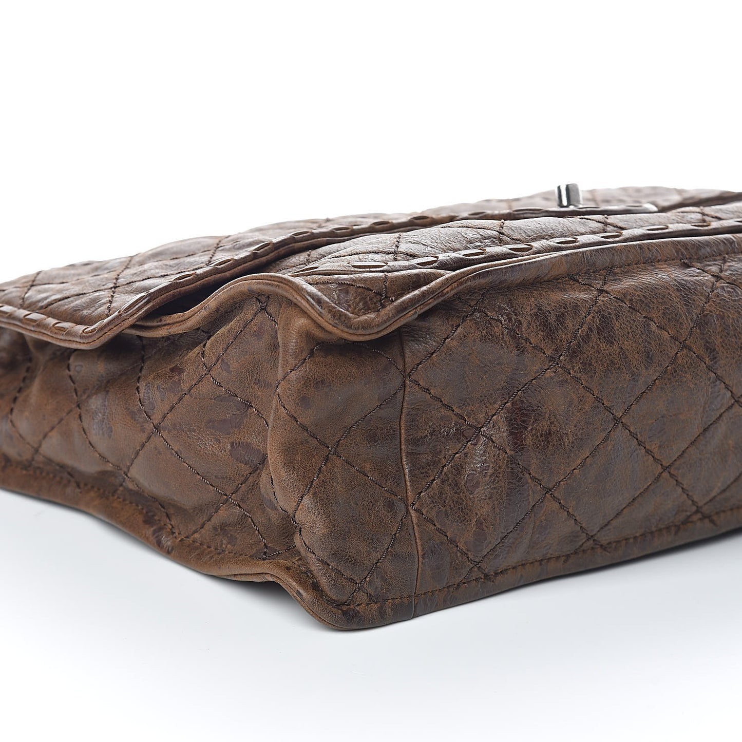 Aged Crumpled Calfskin Vintage Flap Brown