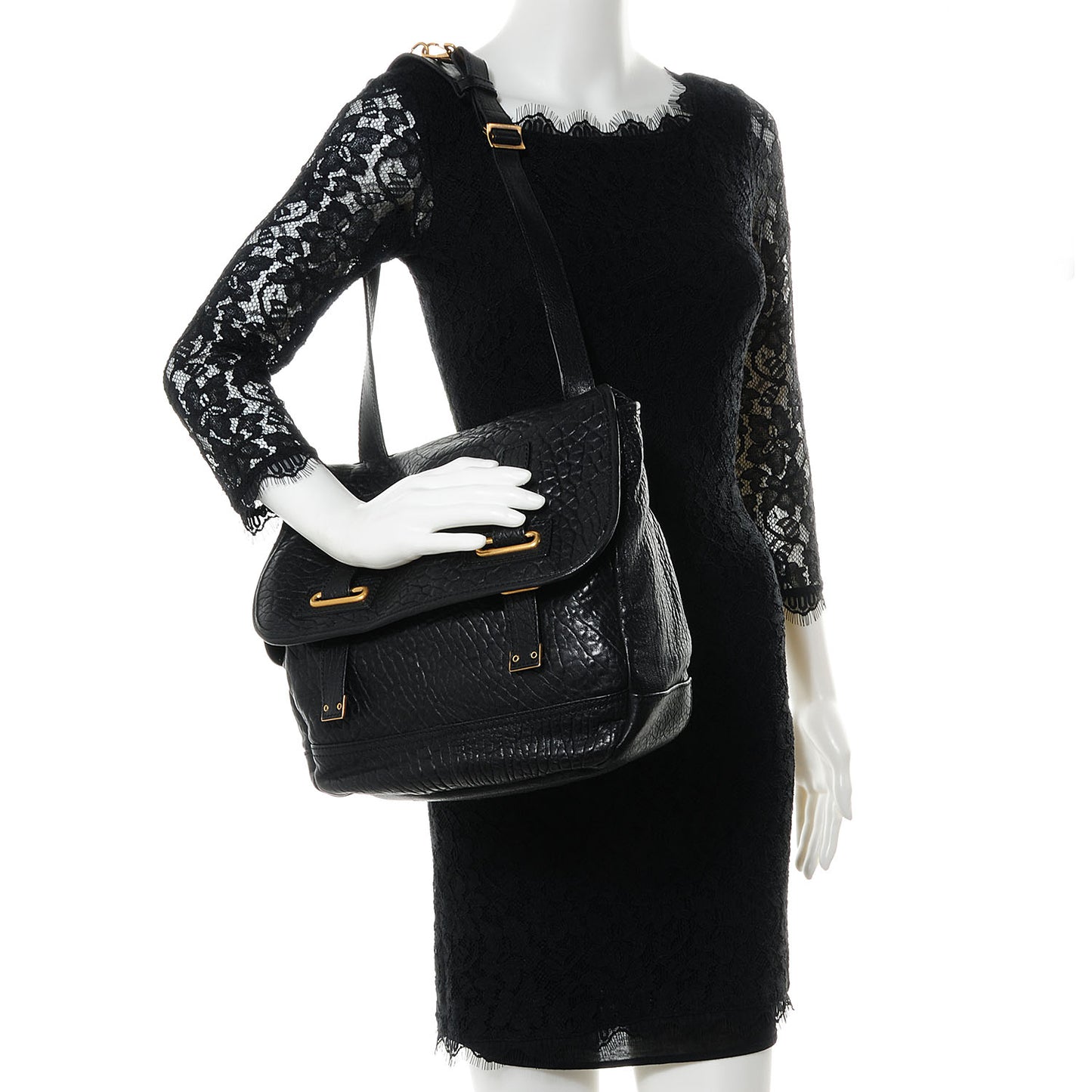 Leather Medium Besace Flap Black
