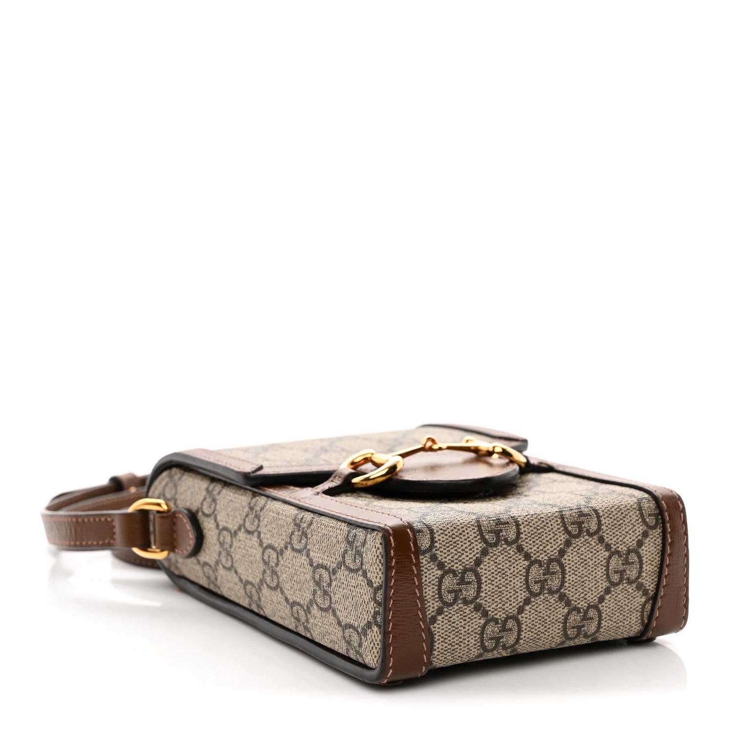 Gucci GG Supreme Monogram Mini Horsebit 1955 Crossbody Bag Beige Brown Sugar 4 of 11