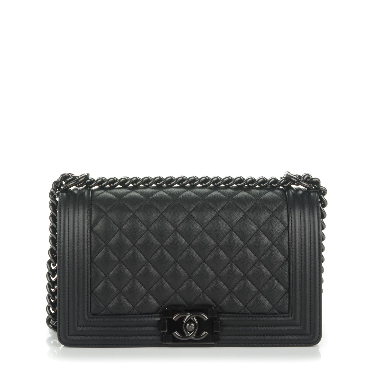Caviar Quilted Medium Boy Flap So Black