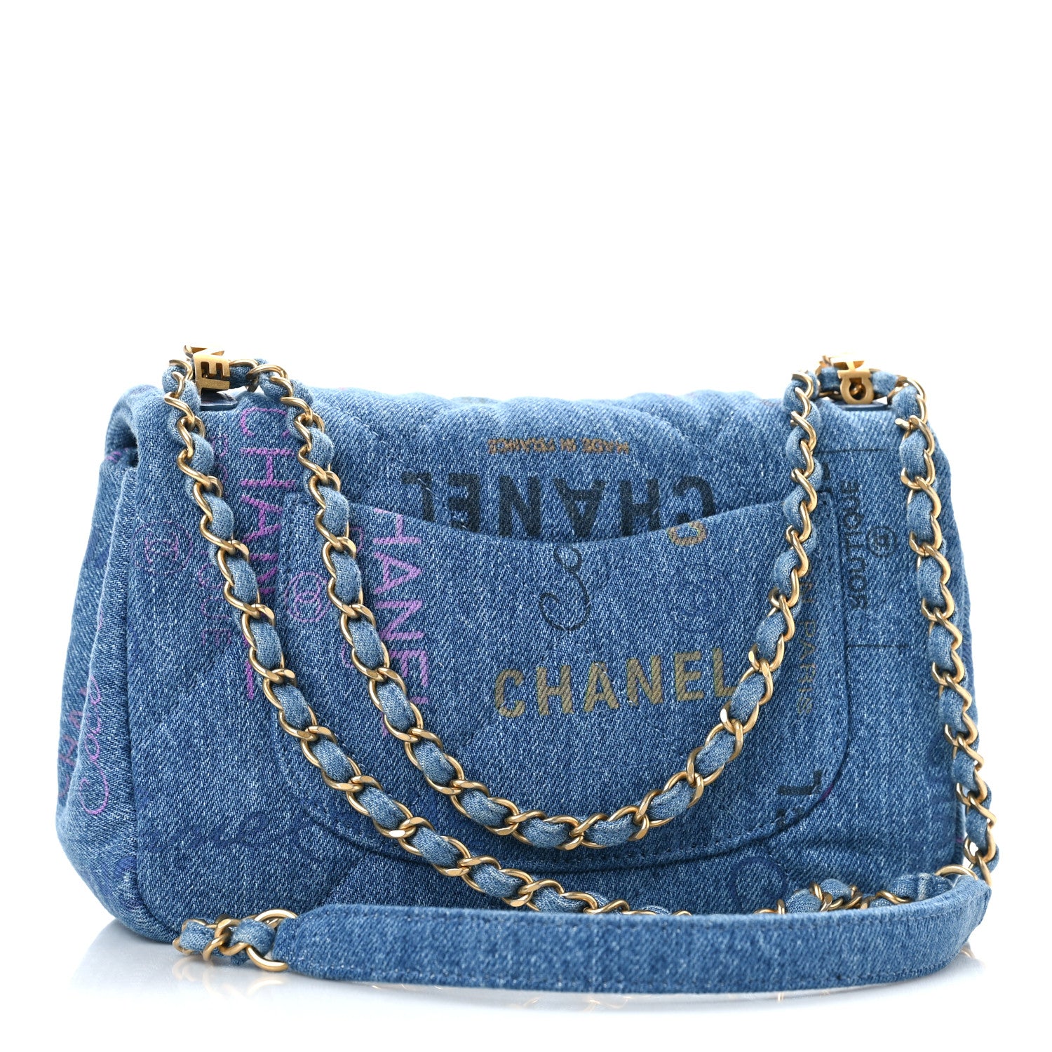 Chanel Denim Quilted Mini Denim Mood Rectangular Flap Blue Multicolor 3 of 9