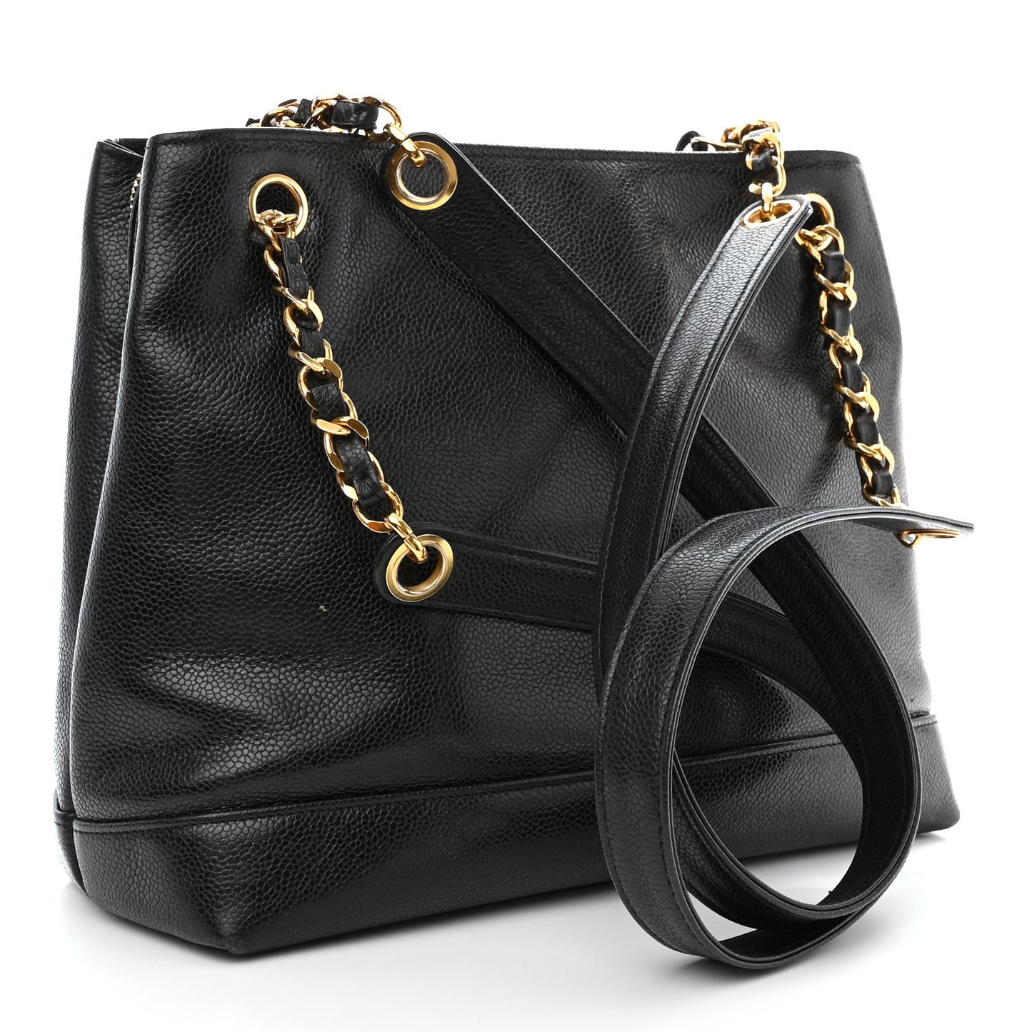 Caviar Large CC Shoulder Bag Black