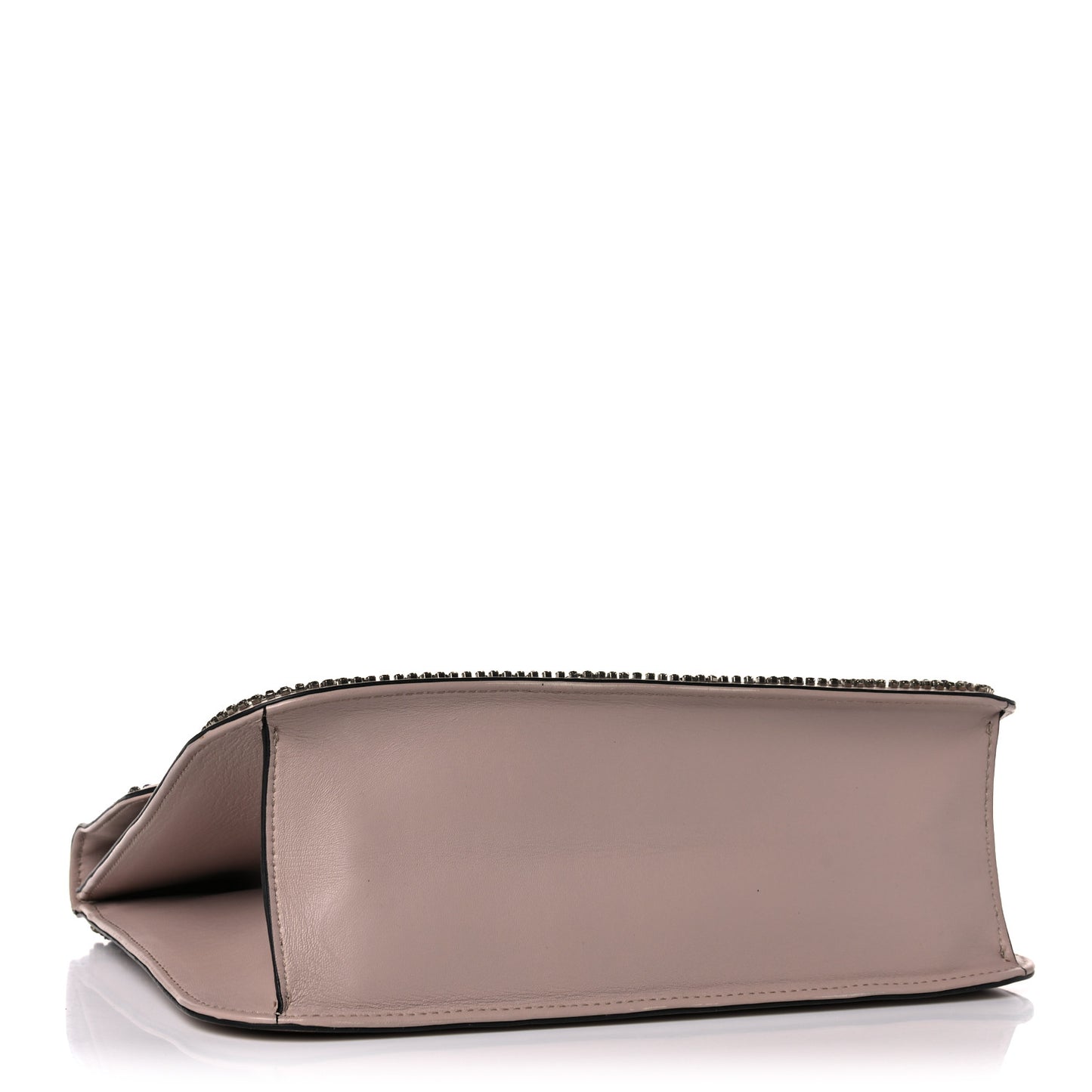 Vitello Crystal Embellished Medium Glam Lock Rockstud Flap Poudre