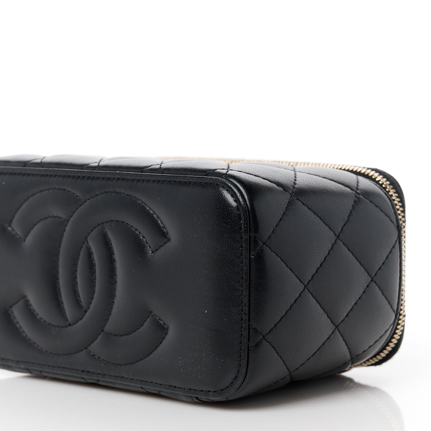 Chanel Lambskin Quilted Small Top Handle Vanity Case With Chain Black 10 of 13