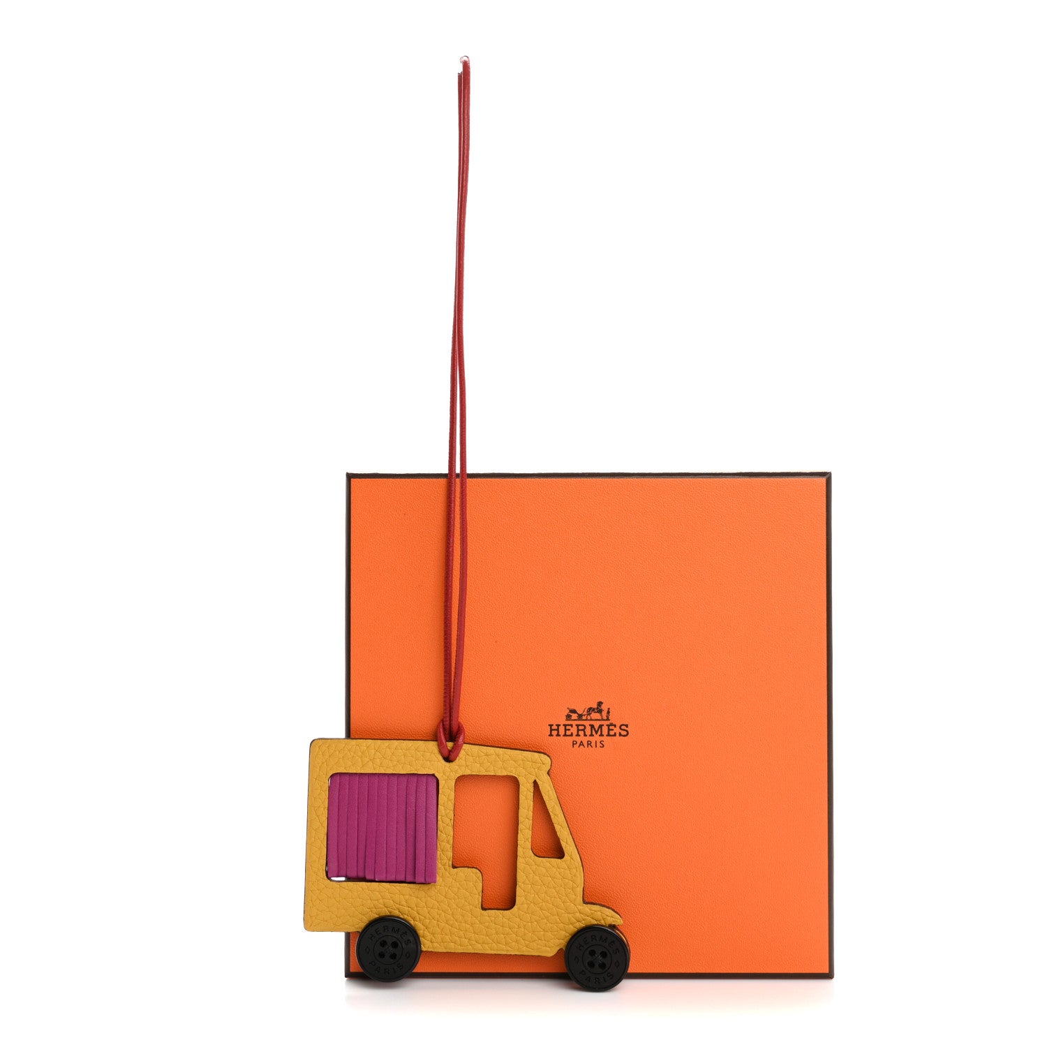 Hermes Taurillon Clemence Chevre Mysore Petit H Tuk Tuk Bag Charm Jaune Ambre Rose Poupre 5 of 5