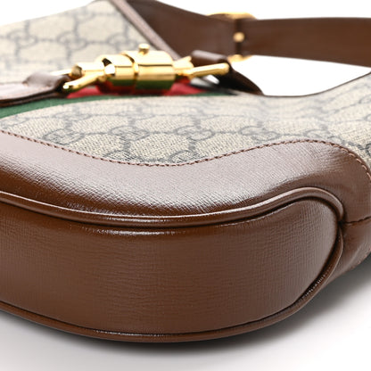 Gucci GG Supreme Monogram Azalea Calfskin Web Small Jackie 1961 Hobo Beige Ebony Brown Sugar 9 of 9