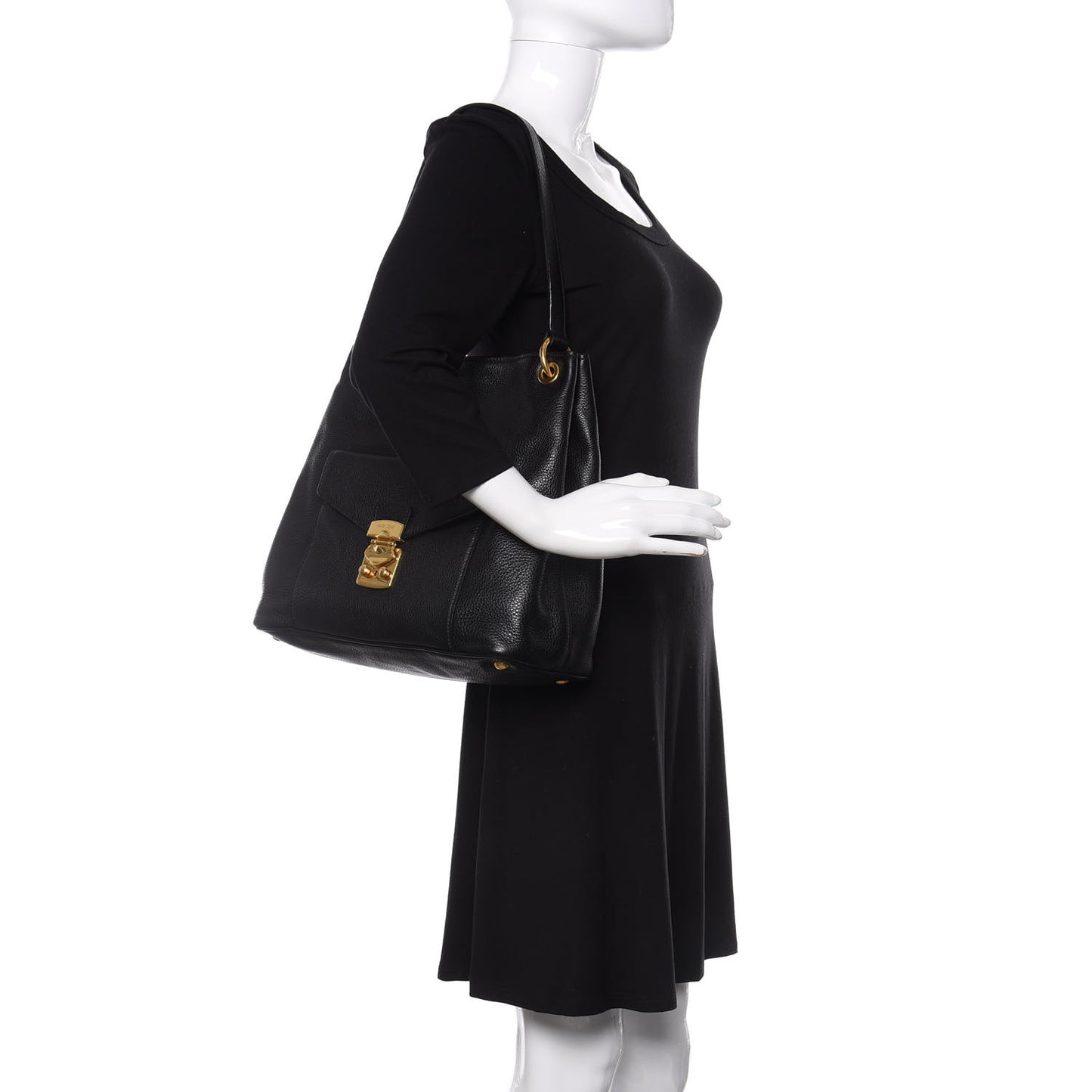 Vitello Daino Shoulder Bag Black