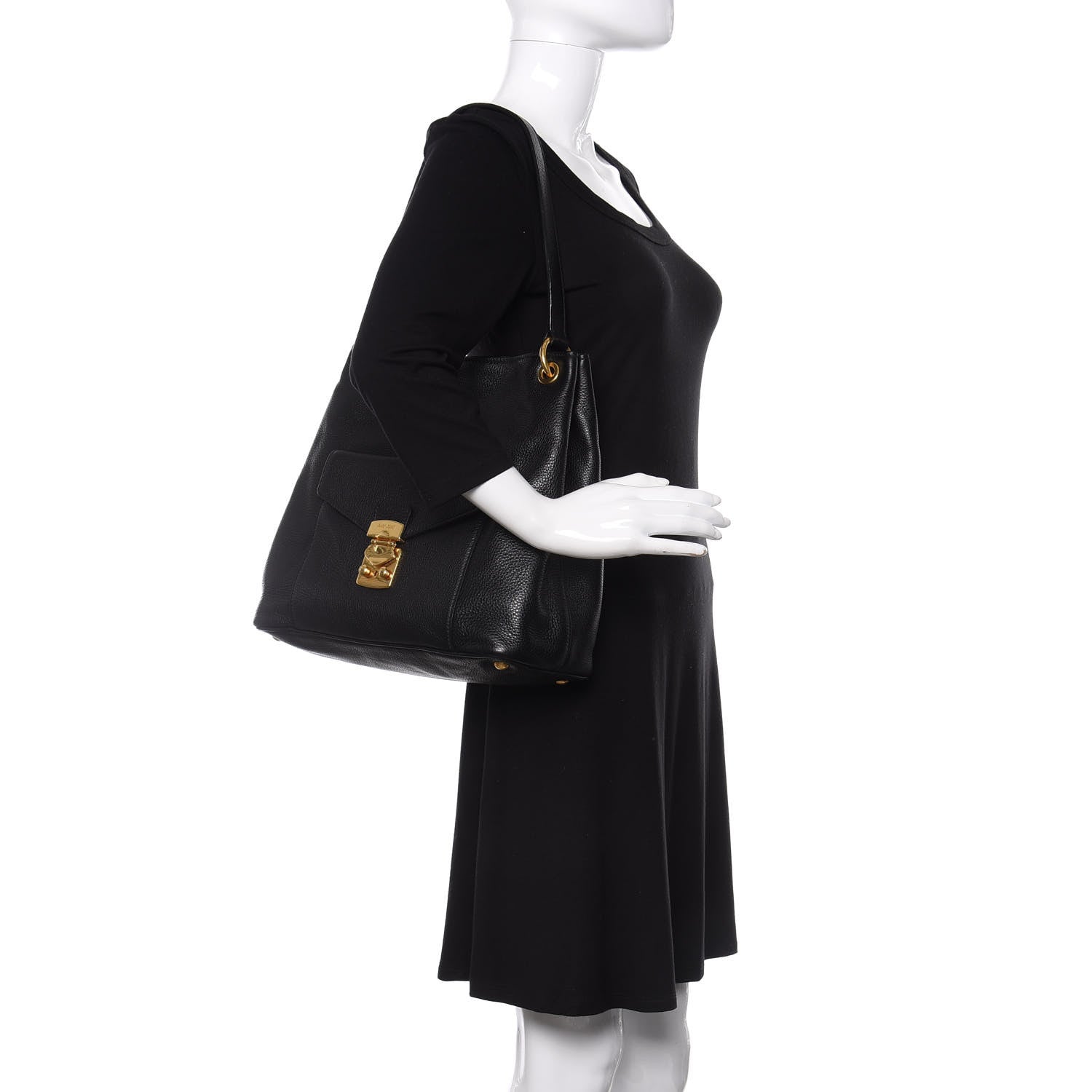 Miu Miu Vitello Daino Shoulder Bag Black 2 of 11