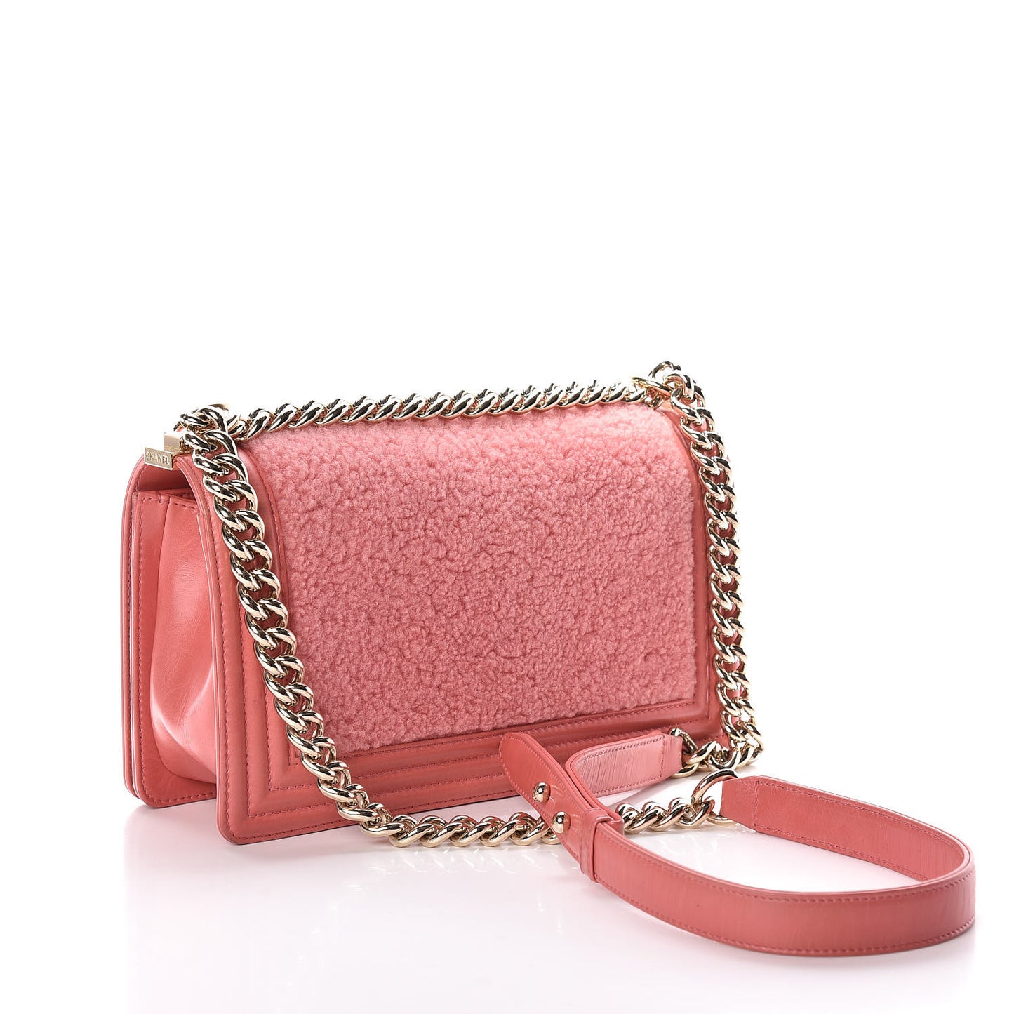 Shearling Sheepskin Medium Boy Flap Pink