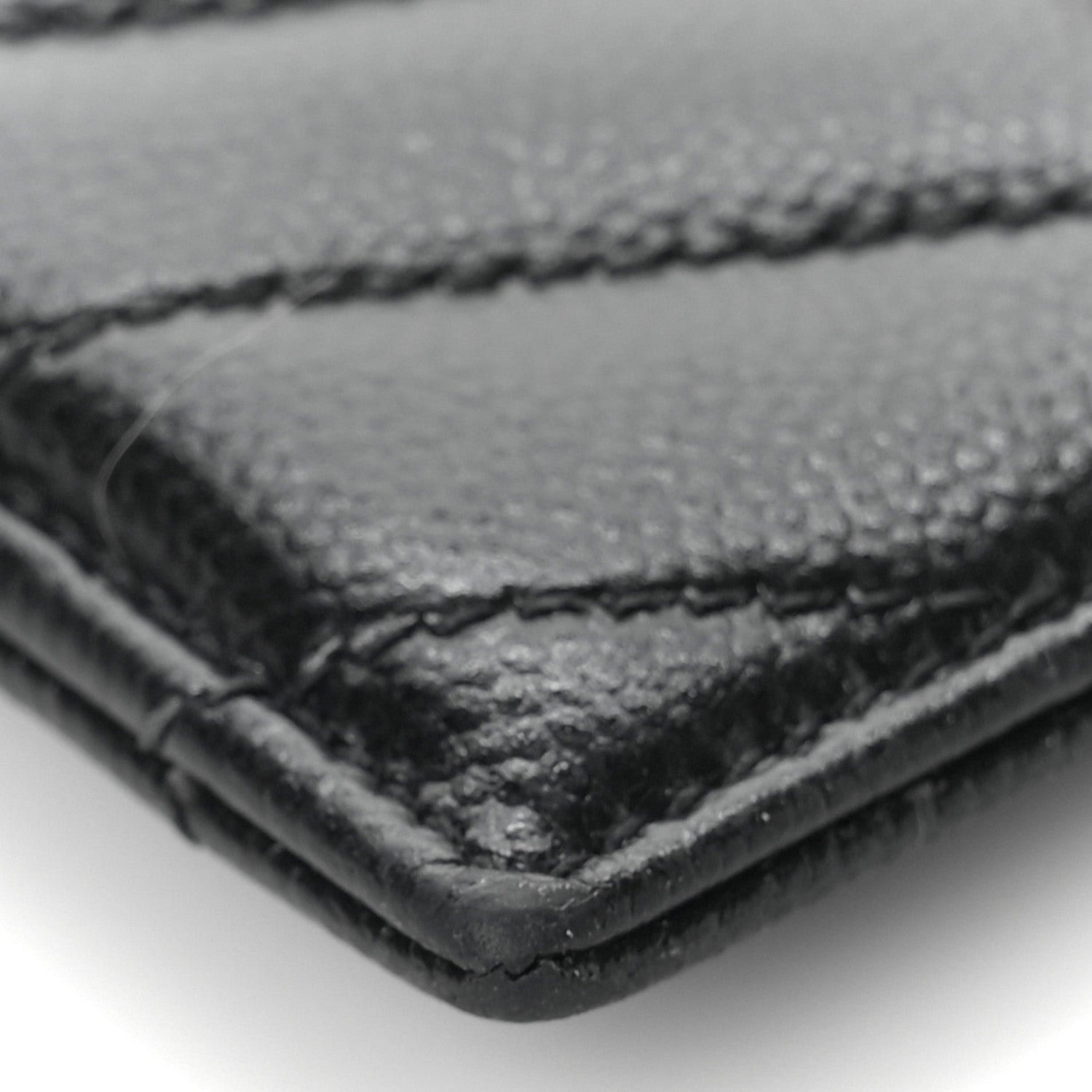 Saint Laurent Grain De Poudre Matelasse Chevron Monogram Credit Card Case Black 7 of 8