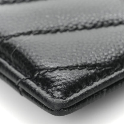 Saint Laurent Grain De Poudre Matelasse Chevron Monogram Credit Card Case Black 7 of 8