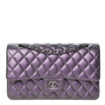 Chanel Iridescent Lambskin Quilted Medium Double Flap Dark Purple 1 of 16