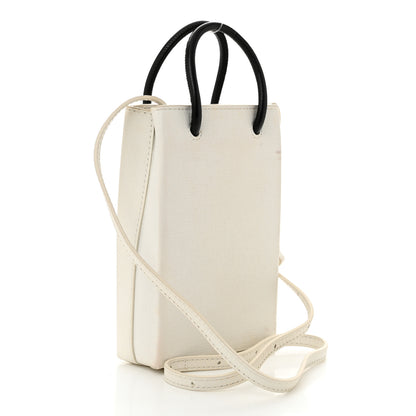 Balenciaga Squared Calfskin Logo Shopping Phone Holder Bag White 3 of 10