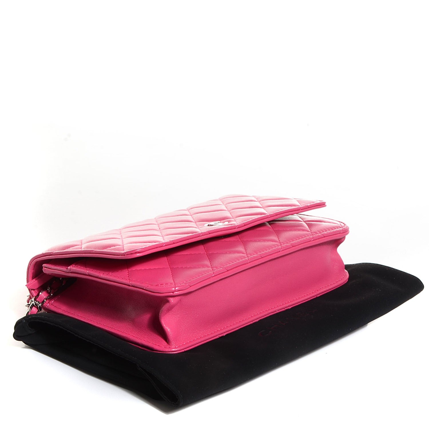 Chanel Lambskin Quilted Wallet On Chain WOC Dark Pink 4 of 8