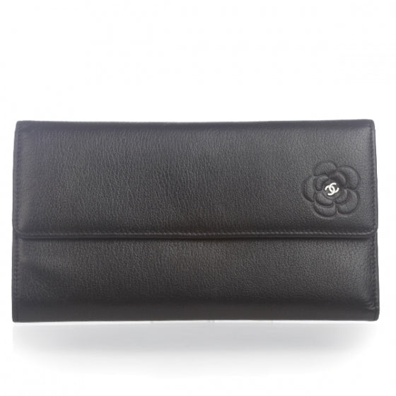 Chanel Leather Camellia Flap Wallet Black 1 of 12