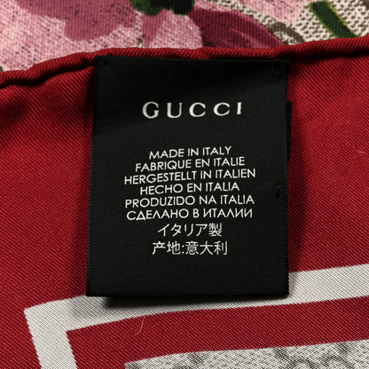 Gucci Silk Twill GG Monogram Special Florio Square Scarf  Beige Red 2 of 3