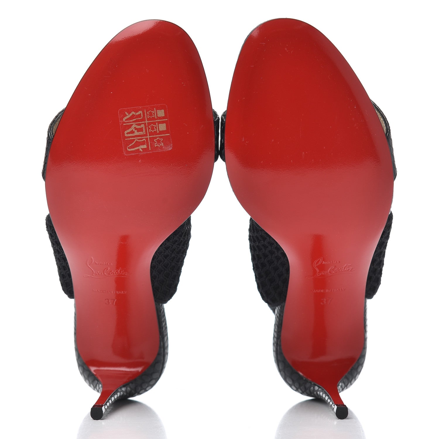 Christian Louboutin Calfskin Mesh Snakeskin Embossed Georgette 85 Sandals 37 Black 5 of 11
