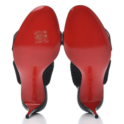 Christian Louboutin Calfskin Mesh Snakeskin Embossed Georgette 85 Sandals 37 Black 5 of 11