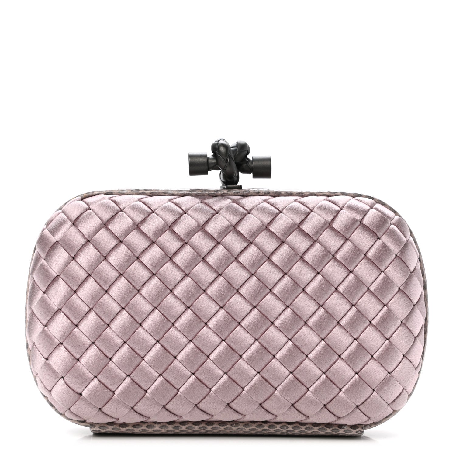 Bottega Veneta Satin Ayers Intrecciato Knot Clutch Pink 1 of 6