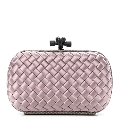 Bottega Veneta Satin Ayers Intrecciato Knot Clutch Pink 1 of 6
