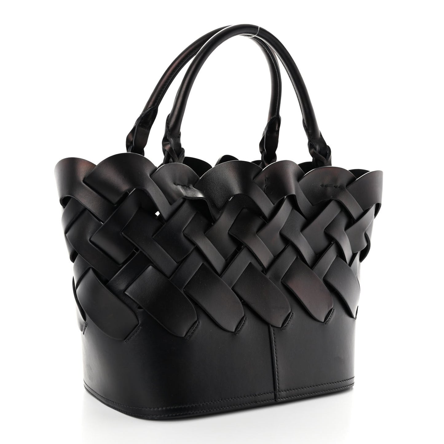 Vitello Intreccio Tress Tote Bag Black