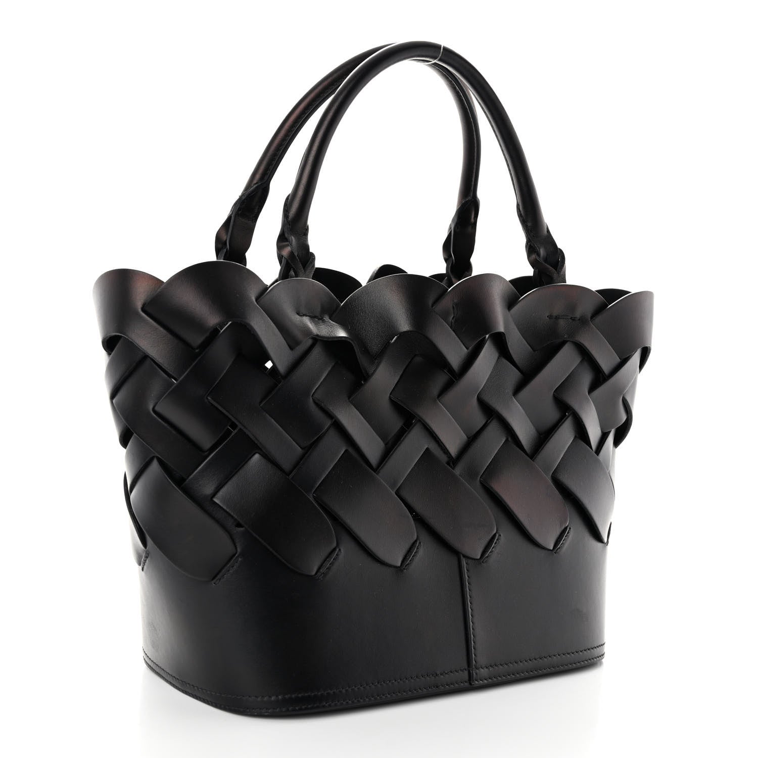 Prada Vitello Intreccio Tress Tote Bag Black 4 of 12