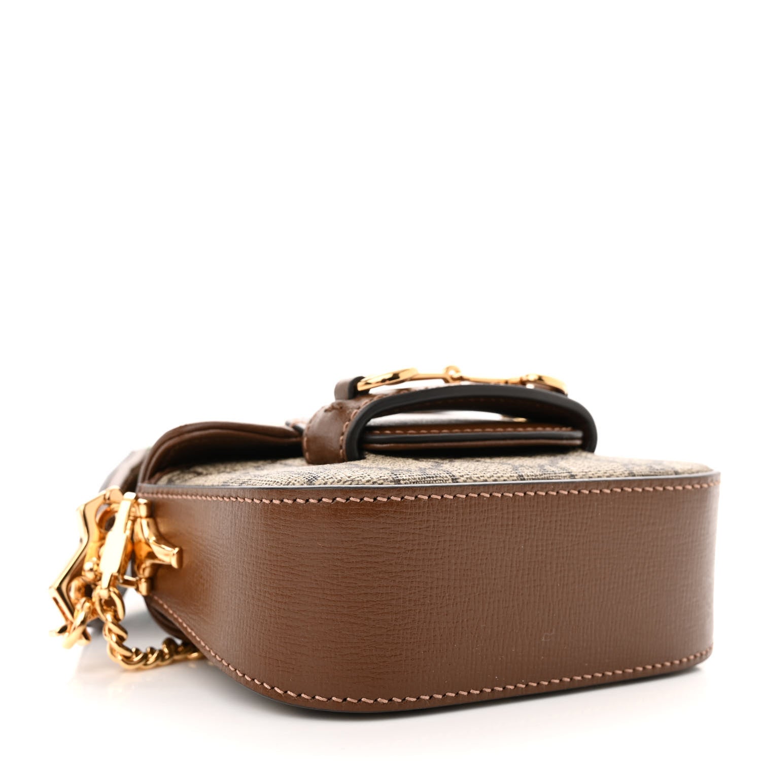 Gucci GG Supreme Monogram Azalea Calfskin Web Horsebit 1955 Wallet On Strap Beige Ebony Brown Sugar 4 of 9