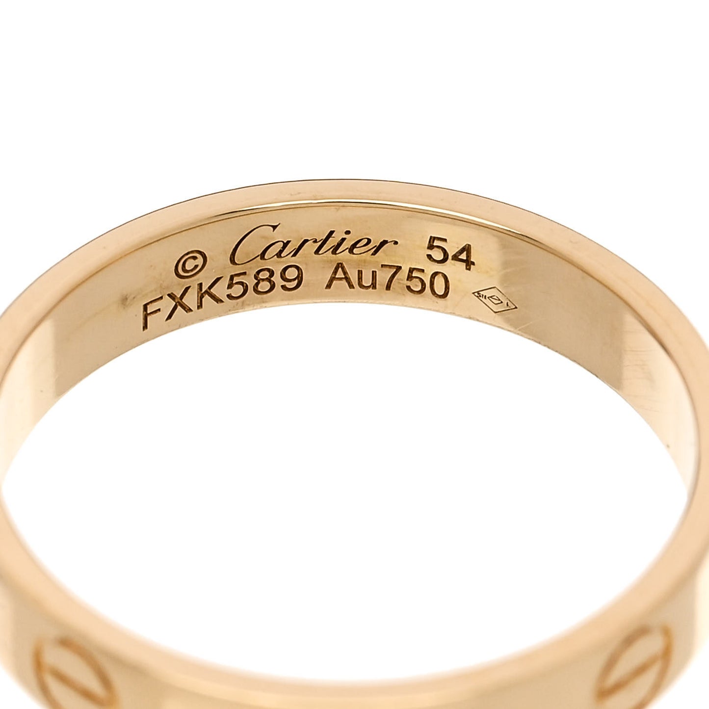 18K Yellow Gold 3.5mm LOVE Wedding Band Ring 54 7