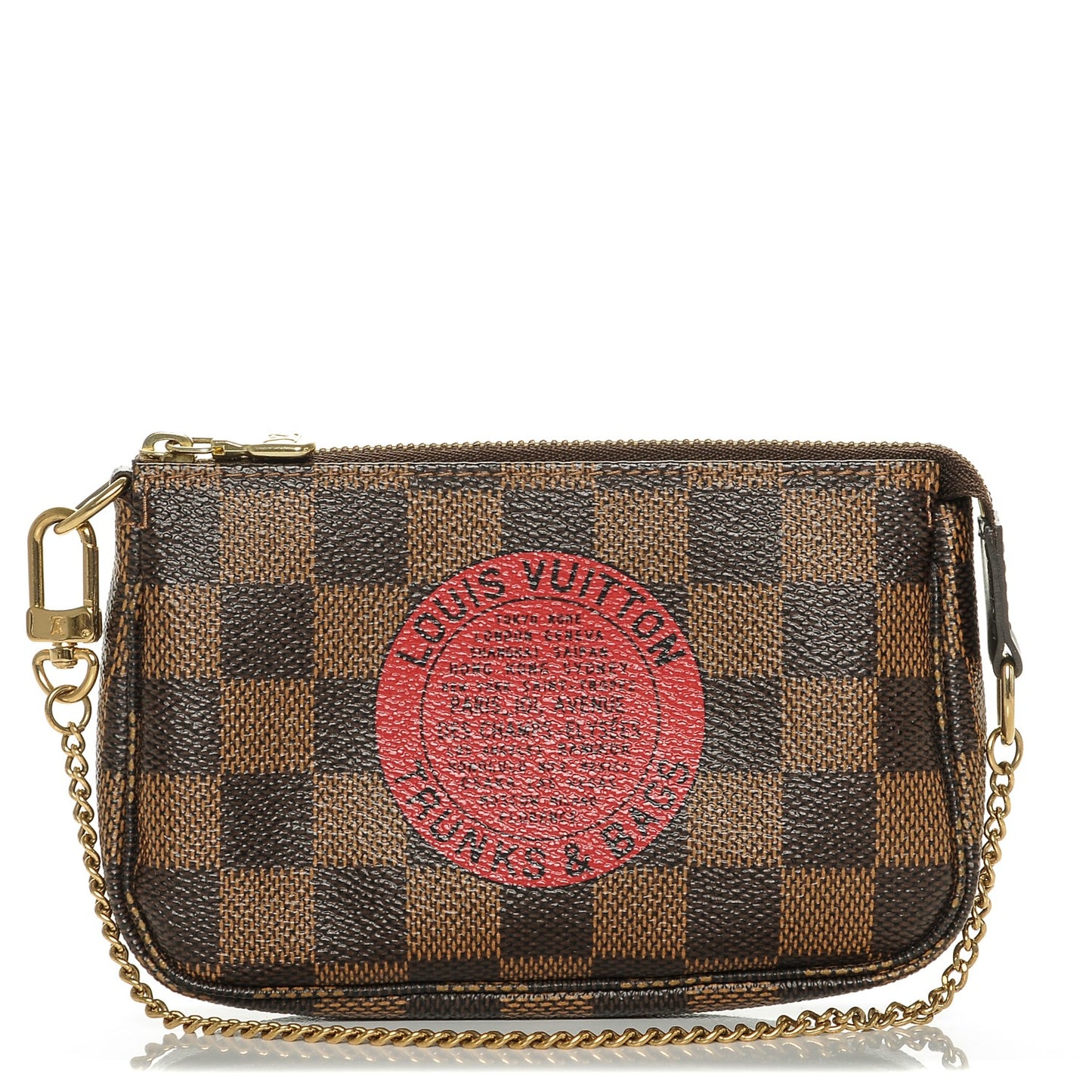 Damier Ebene Complice Trunks and Bags Mini Pochette Accessories Red