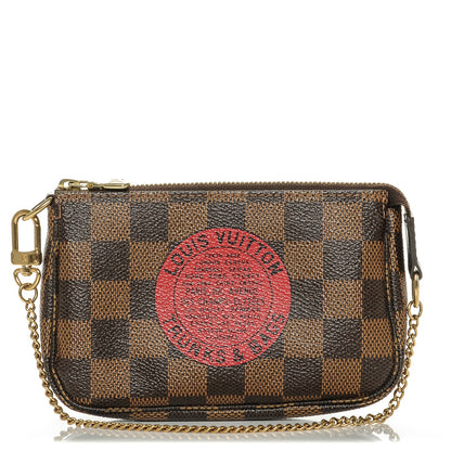 Louis Vuitton Damier Ebene Complice Trunks and Bags Mini Pochette Accessories Red 1 of 6